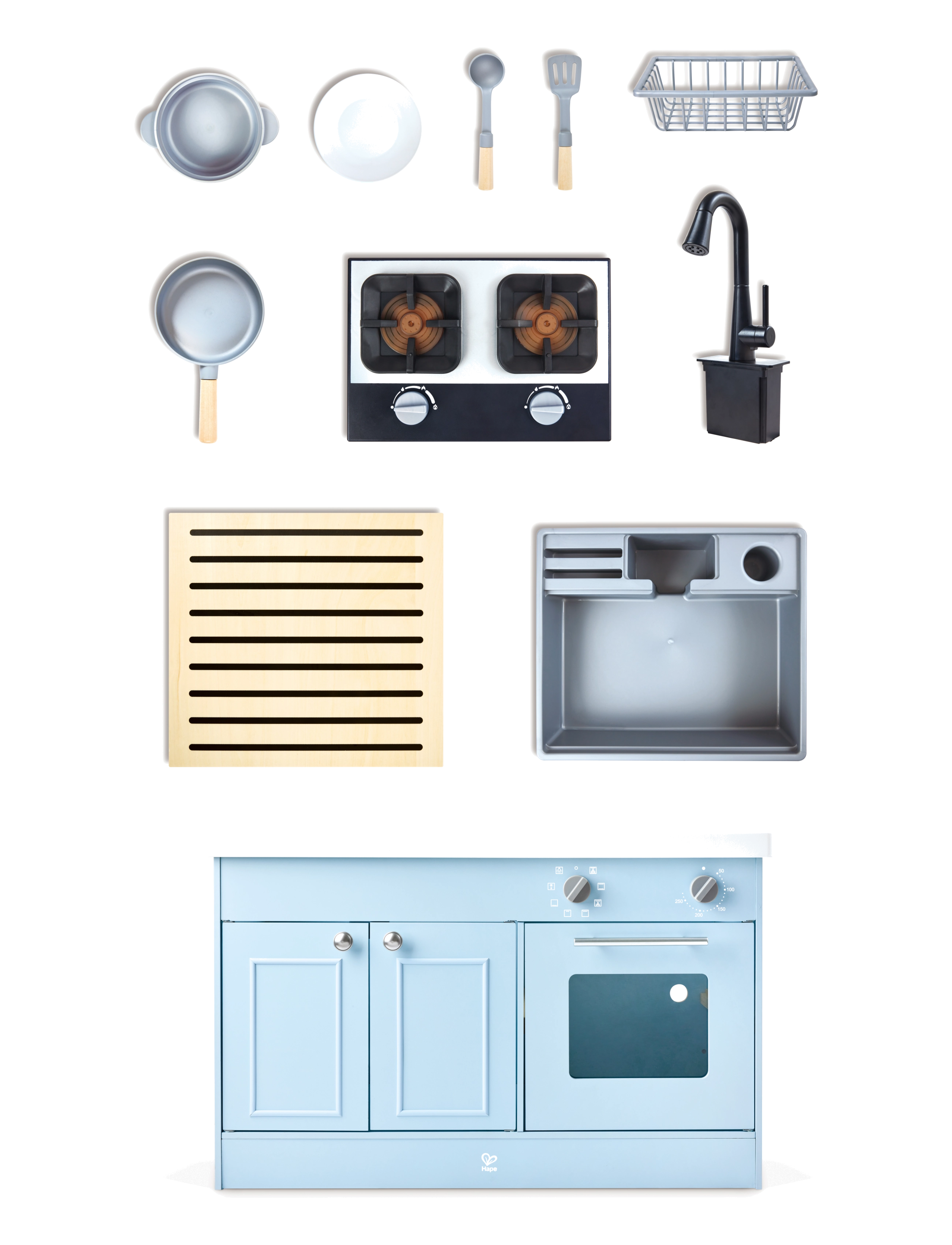 Hape - Hape Deluxe Kitchen With Running Water - legekøkkener - multi - 4