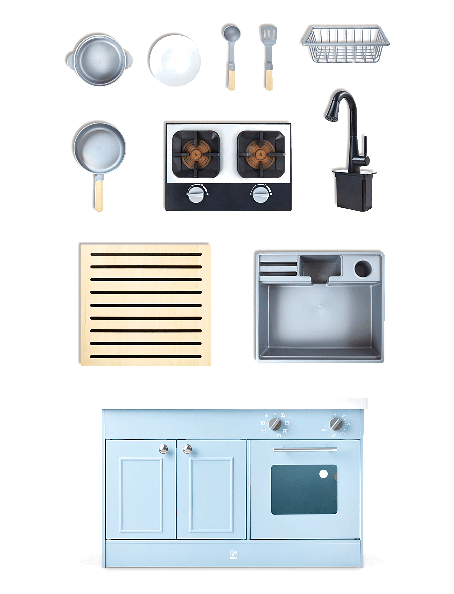 Hape - Hape Deluxe Kitchen With Running Water - legekøkkener - multi - 4