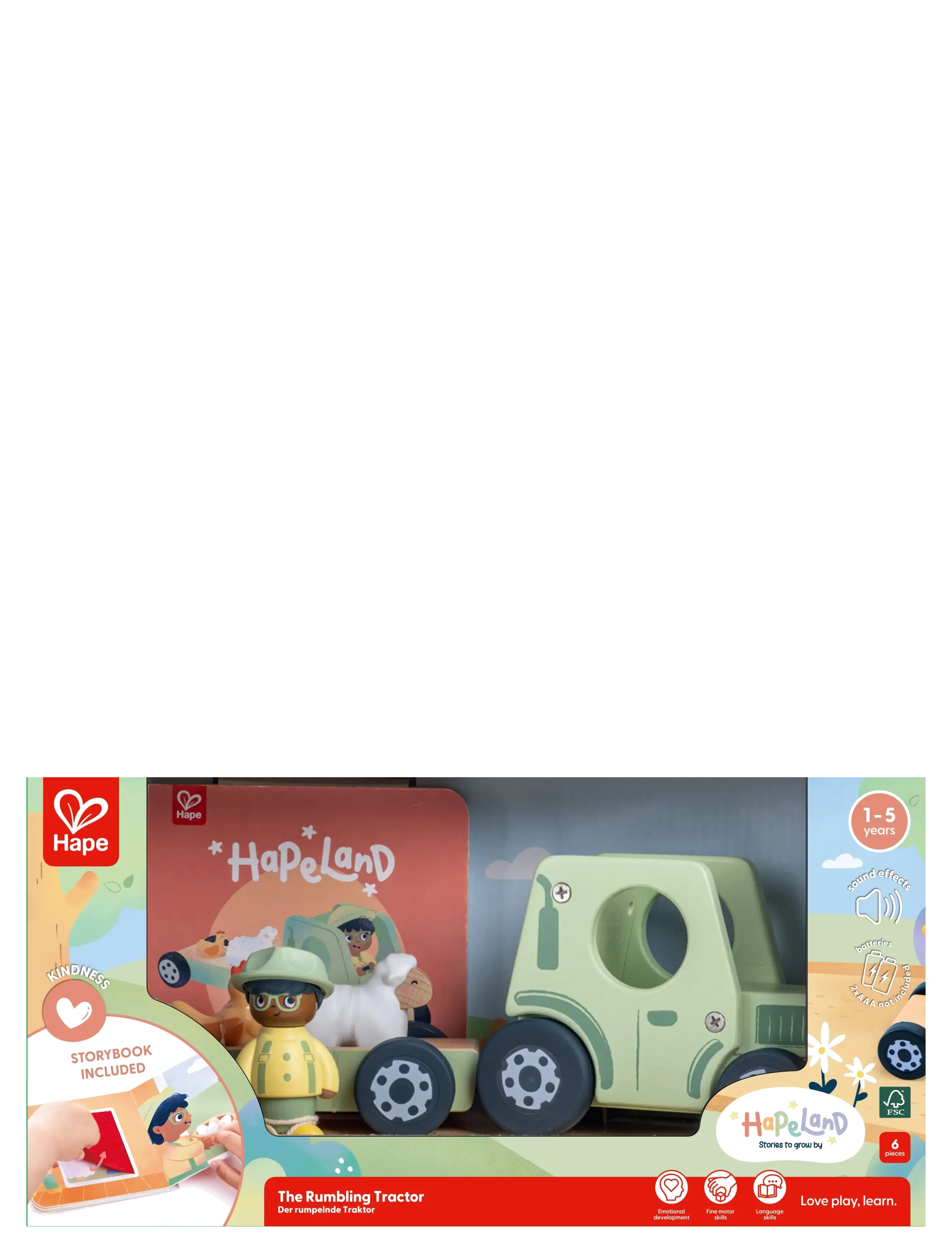 Hape - Hape The Rumbling Tractor With Sound - leksaksbilar - multi - 4