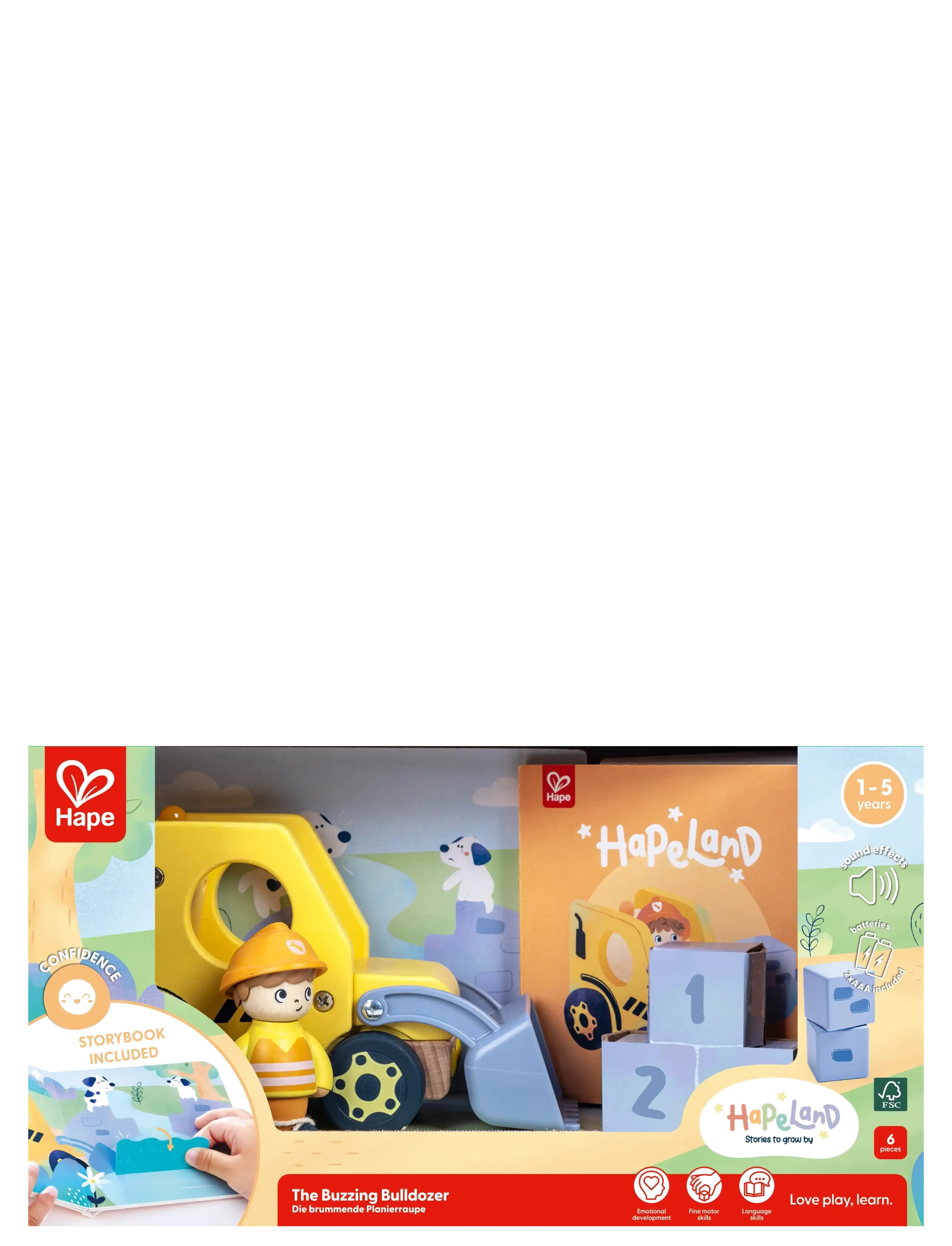 Hape - Hape The Buzzing Bulldozer With Sound - lekebiler - multi - 3