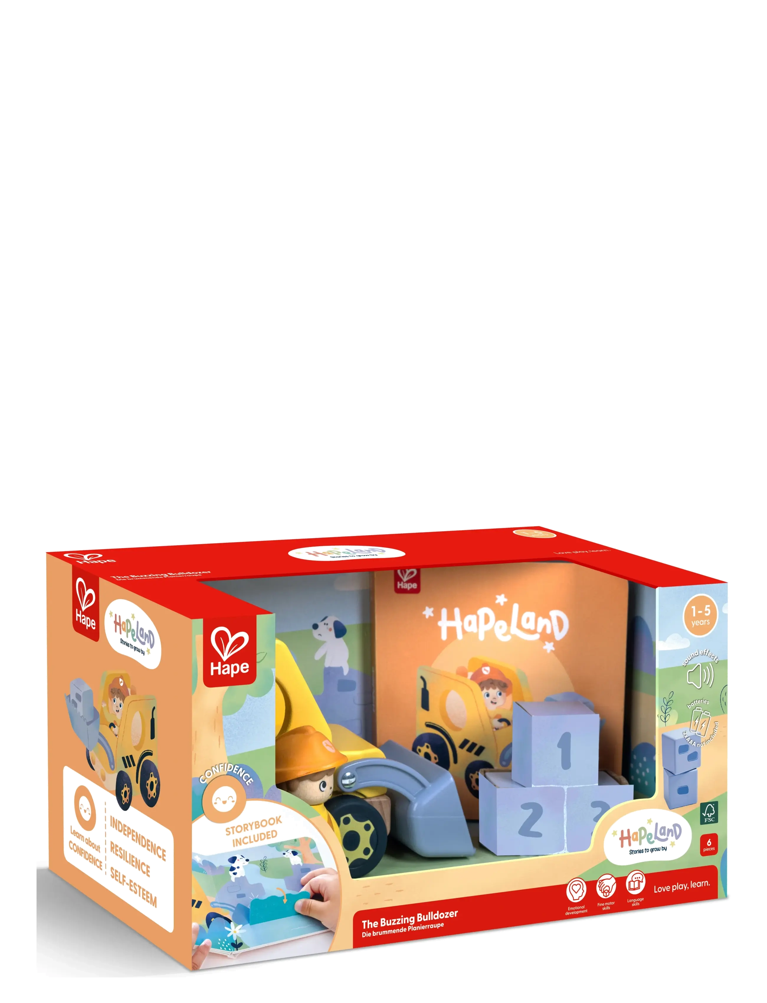Hape - Hape The Buzzing Bulldozer With Sound - lekebiler - multi - 4