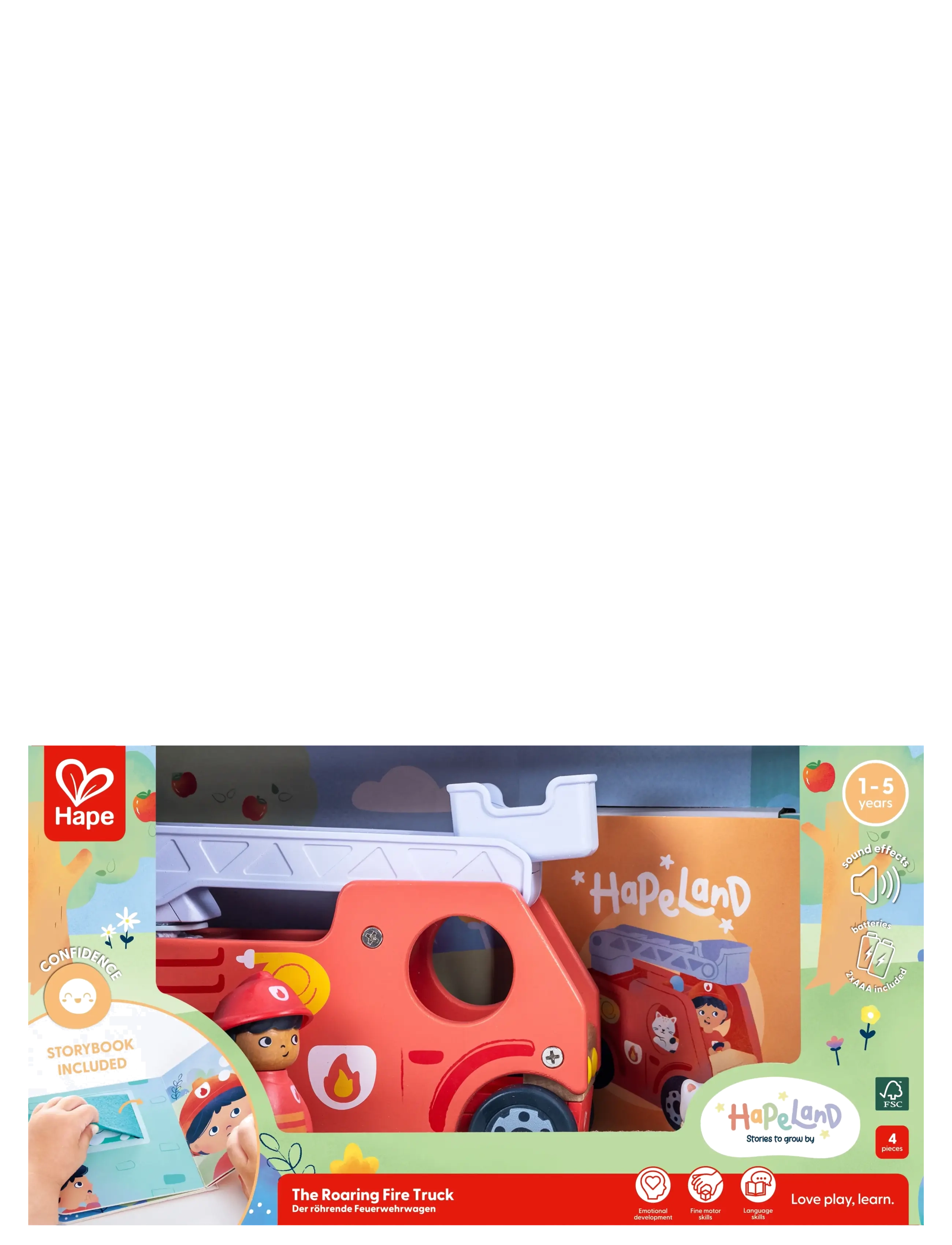 Hape - Hape The Roaring Fire Truck With Sound - lekebiler & kjøretøy - multi - 3