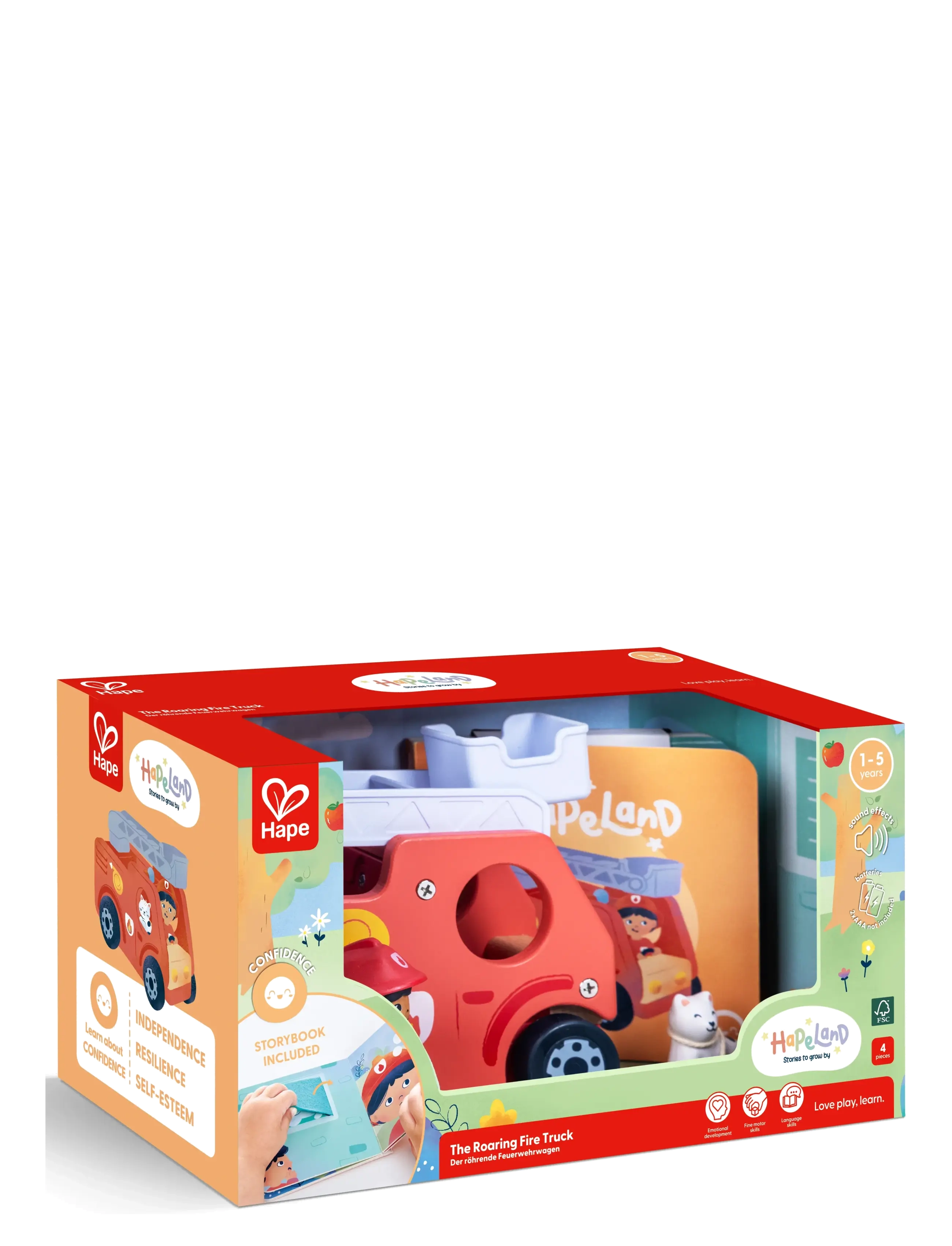 Hape - Hape The Roaring Fire Truck With Sound - lekebiler & kjøretøy - multi - 5