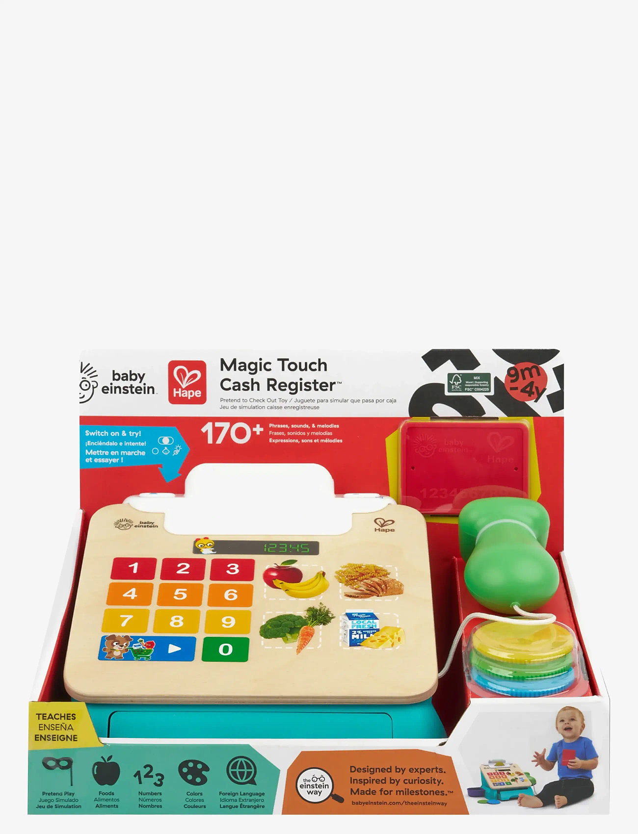 Hape - Hape Magic Touch Cash Register DK/NO/SE - legetøjskøbmandsboder - muti - 1