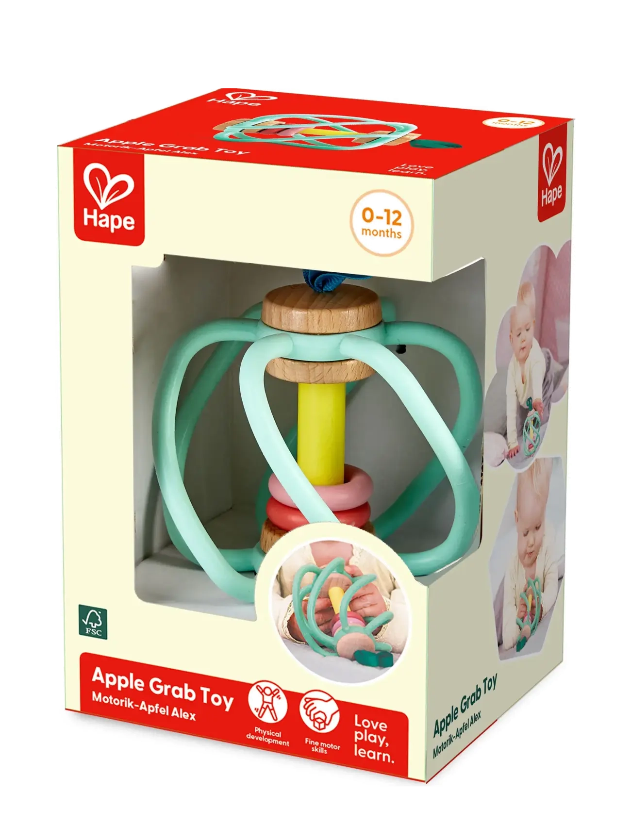Hape Apple Grab Toy, Børn, Rattles, Multi/mønstret, Str: ONE SIZE