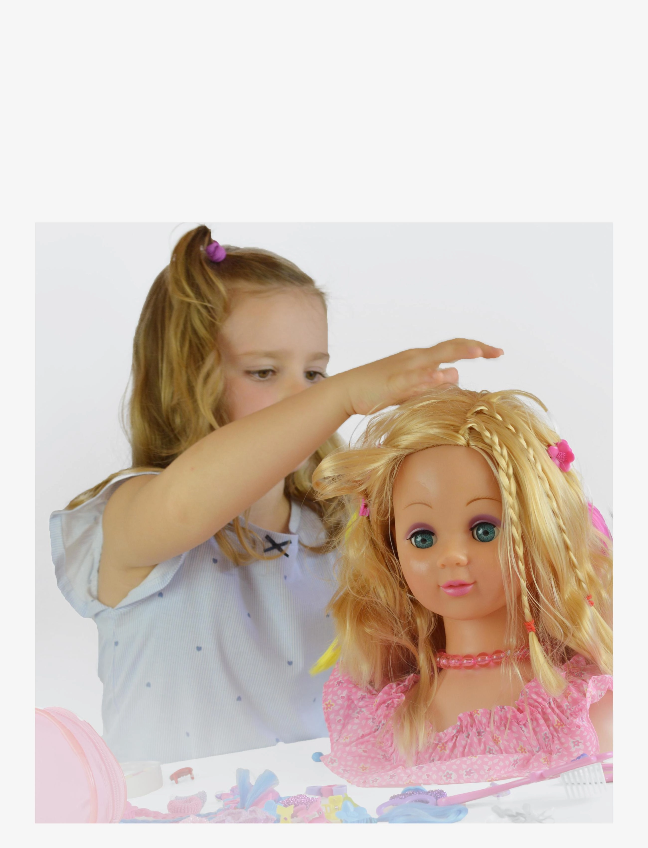 Happy Friend - HF Make Up & Hairstyling head B/O Blond hair - stylinghoveder - multi coloured - 4