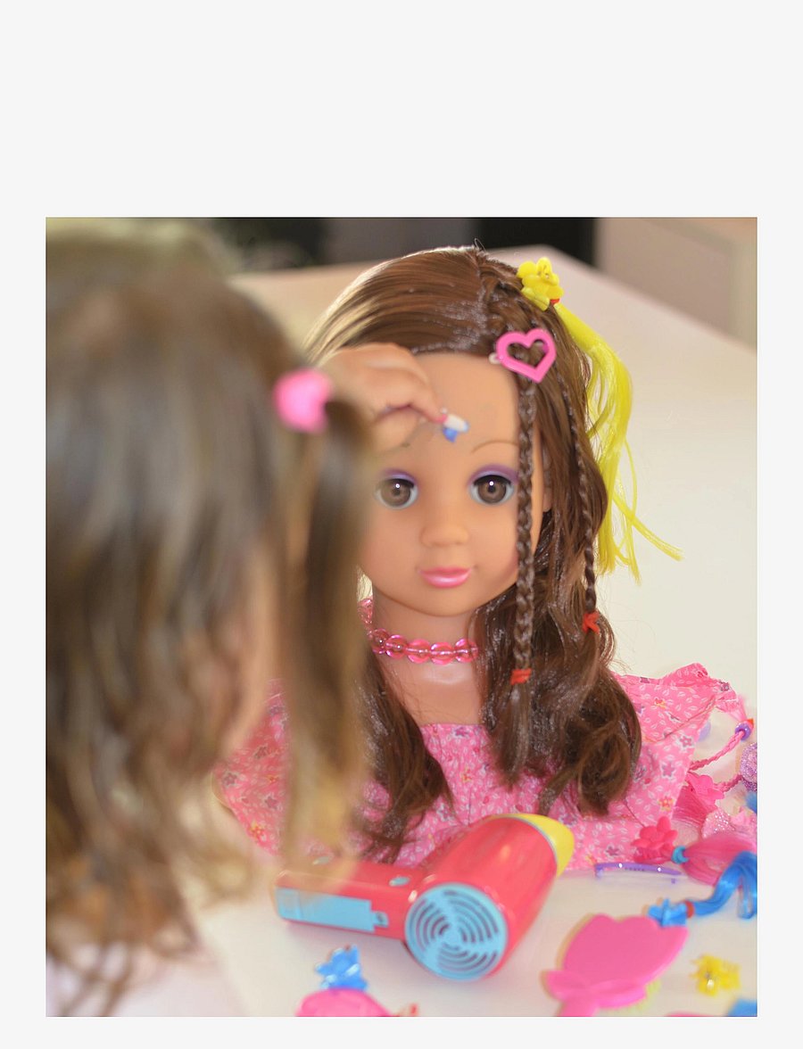 Happy Friend - HF Make Up & Hairstyling head B/O Brown hair - dukker - multi coloured - 4