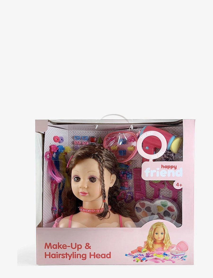 Happy Friend - HF Make Up & Hairstyling head B/O Brown hair - dukker - multi coloured - 5