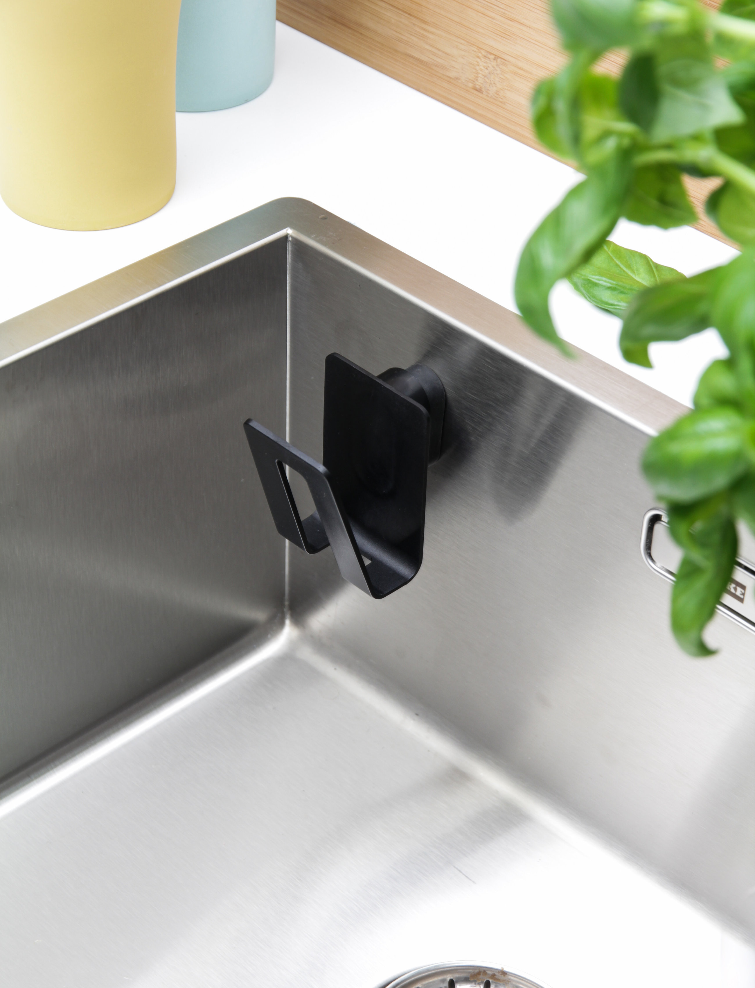Happy Sinks Svampeholder, 7X7X10 cm, Dishes, Schwarz - Dish Rack, Homeware