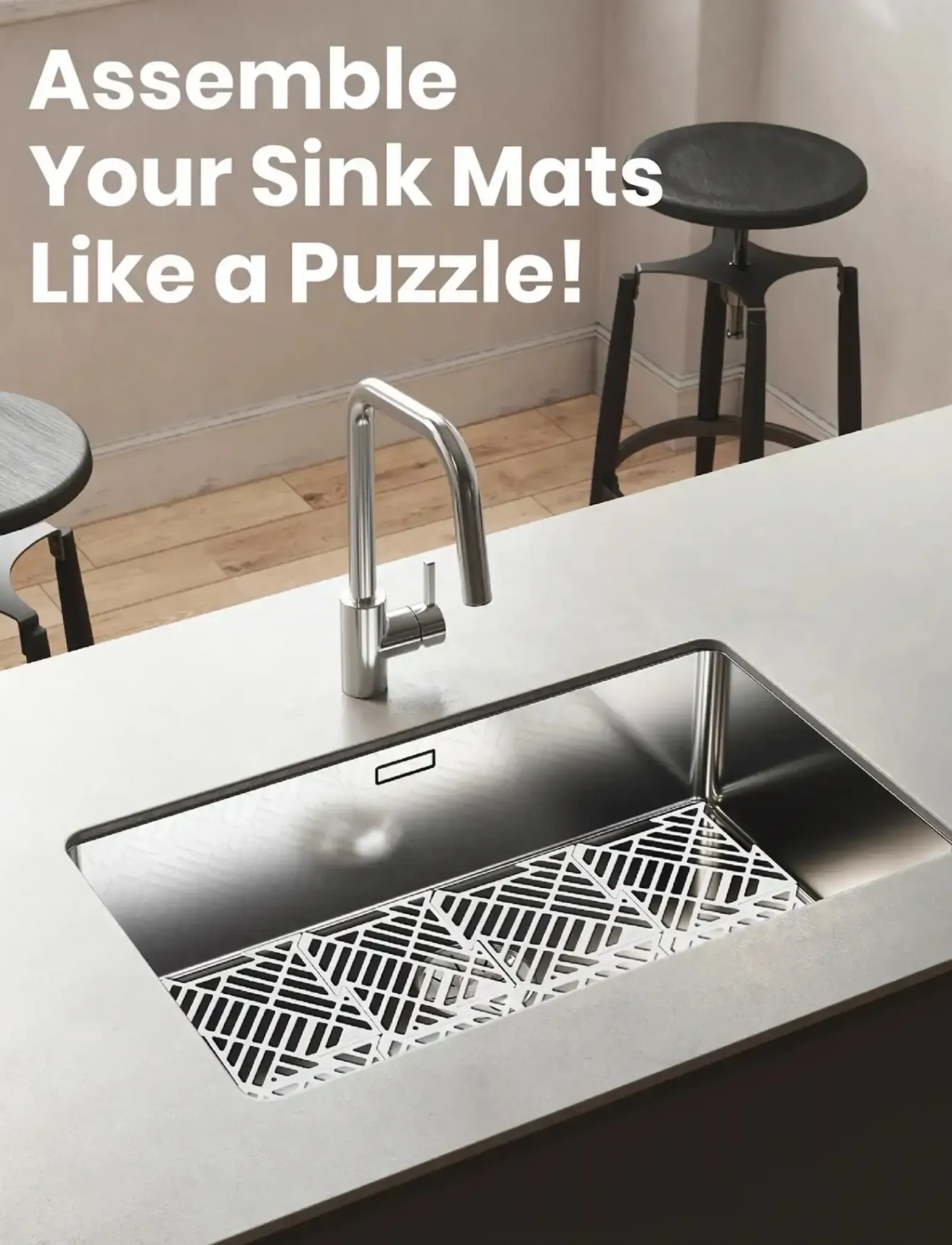 Happy Sinks Underlag Til Køkkenvask – 4 Stk Hvid, One Size, Dishes, Weiß - Dish Rack, Homeware