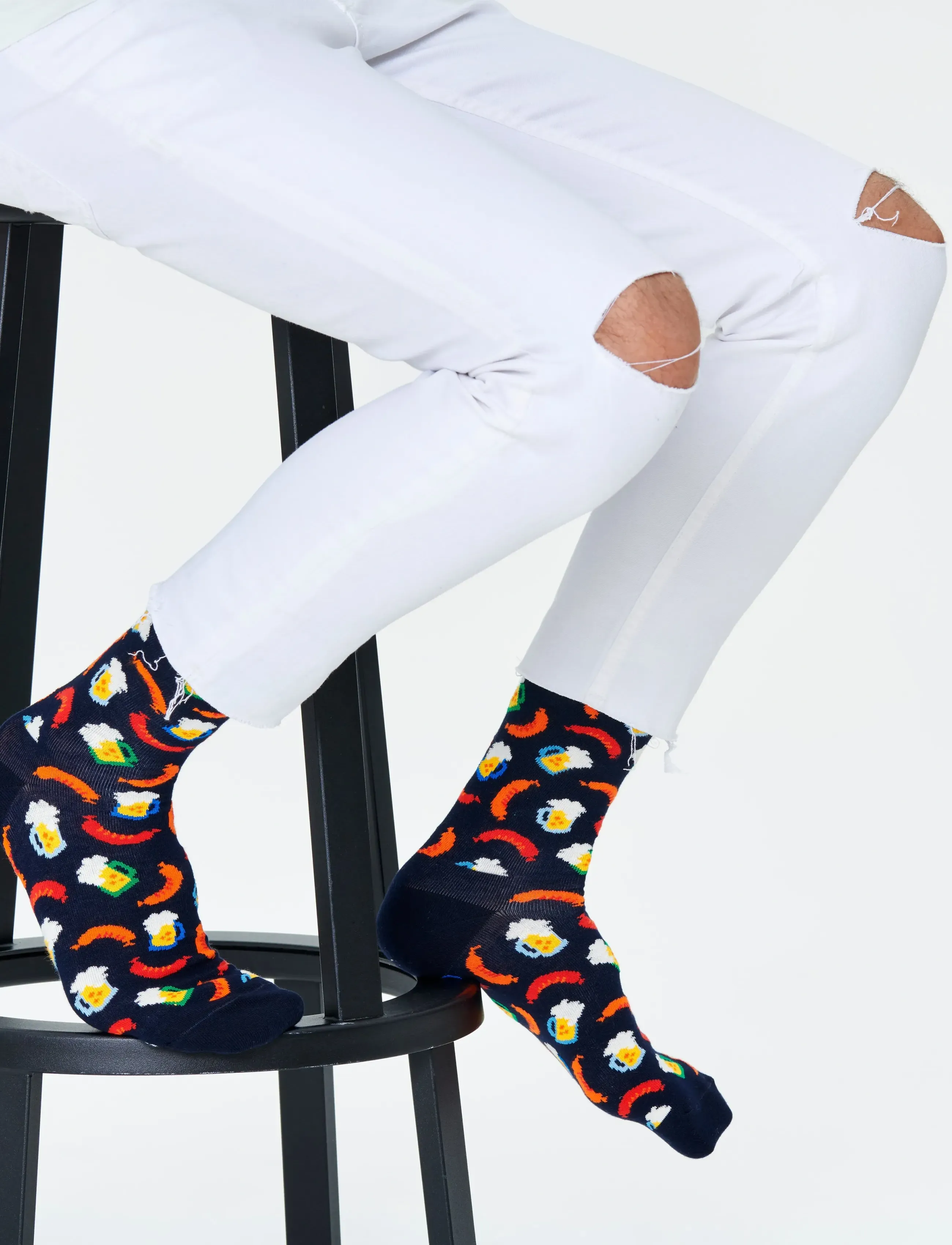 Happy Socks Beer And Sausage Sock, 41-46, Socks, Marineblau - Regular Männerswear
