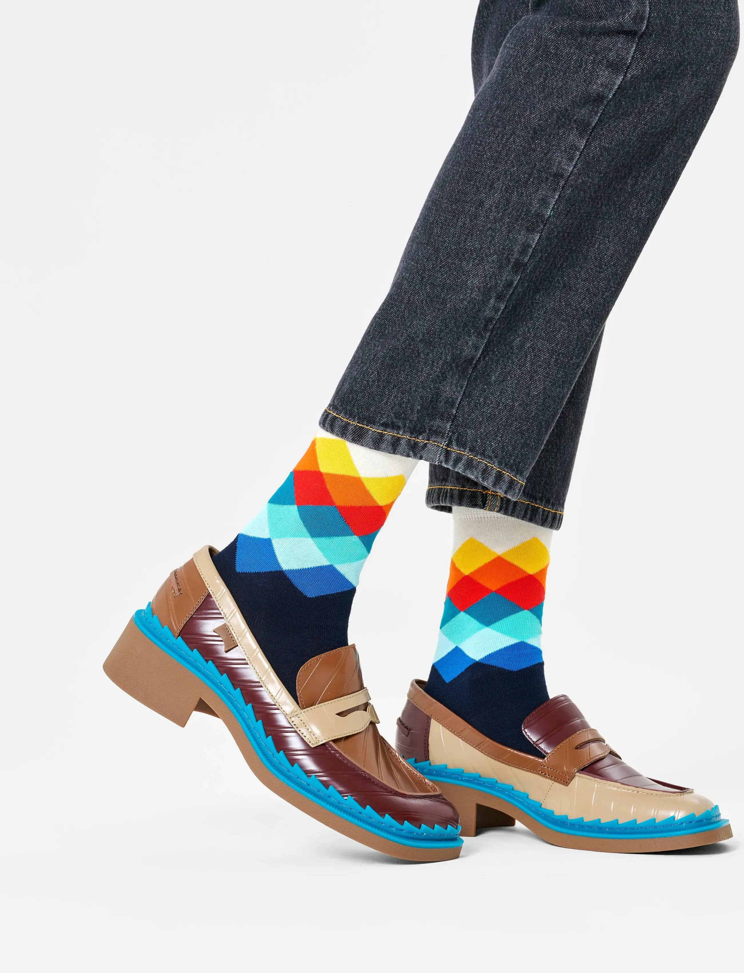 Happy Socks Faded Diamond Sock, 41-46, Socks, Marineblau - Regular Frauen