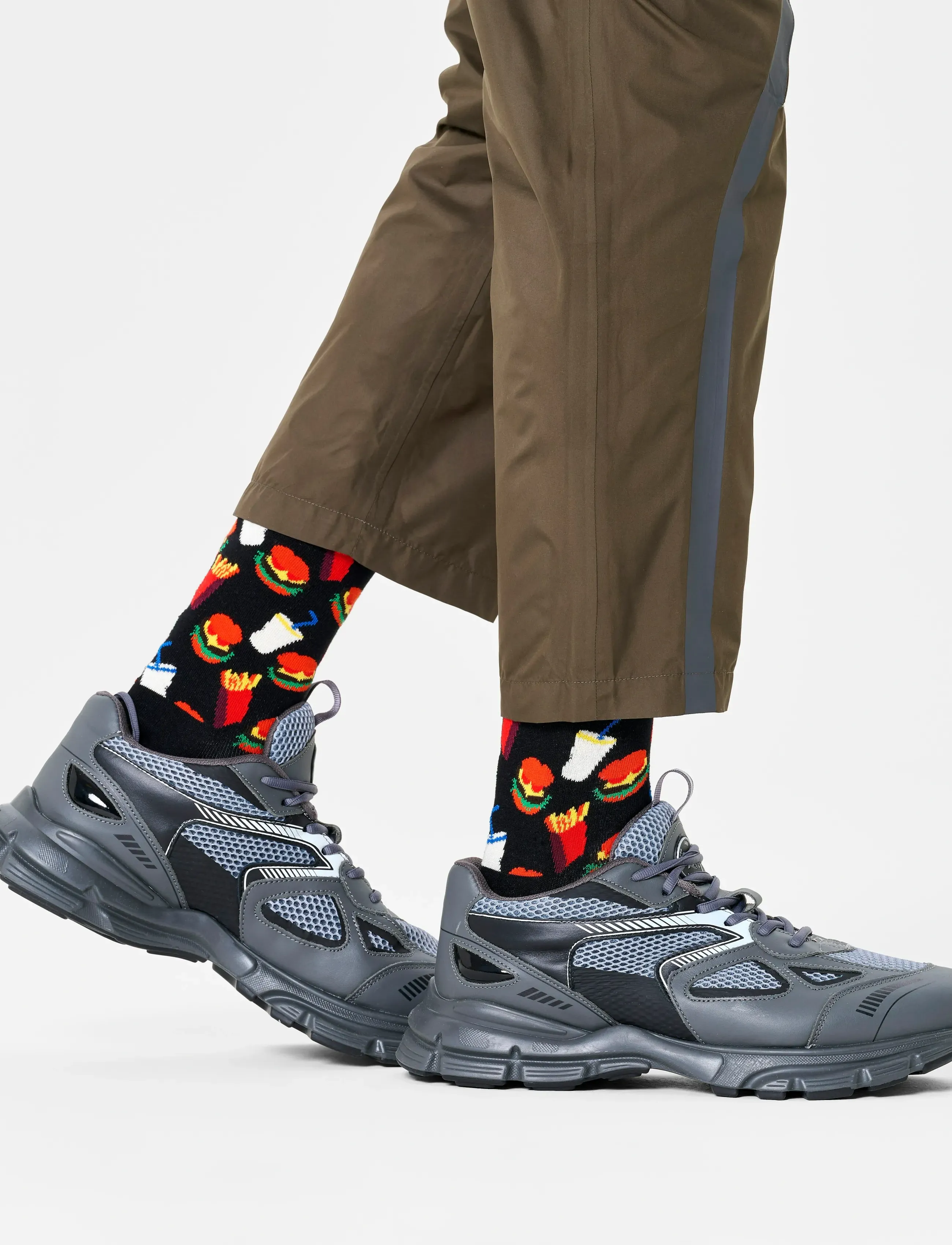 Happy Socks Hamburger Sock - Back to Basics - BLACK / black