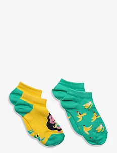 2-Pack Kids Monkey & Banana Low Socks, Happy Socks
