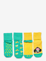2-Pack Kids Monkey & Banana Anti Slip Socks - LIGHT GREEN