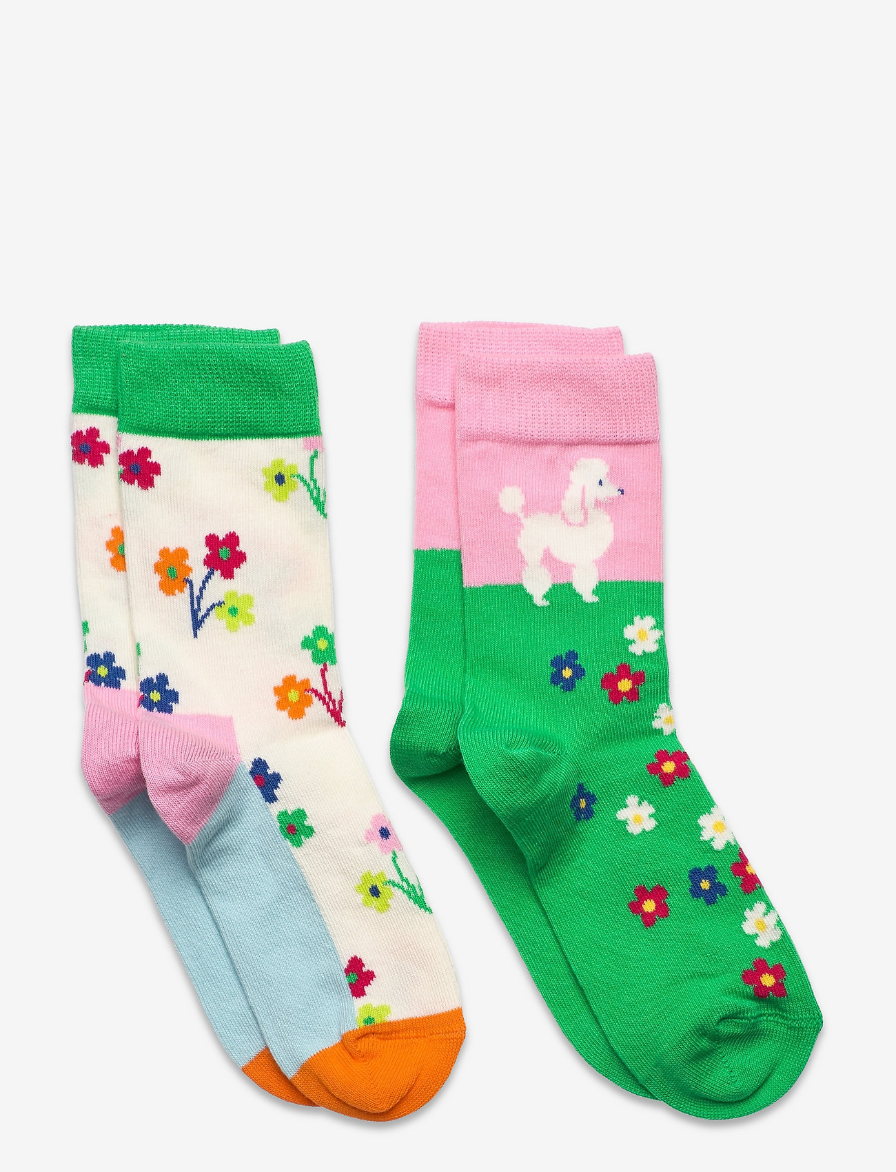 Happy Socks - 2-Pack Kids Poodle & Flowers Socks - lowest prices - medium blue - 0