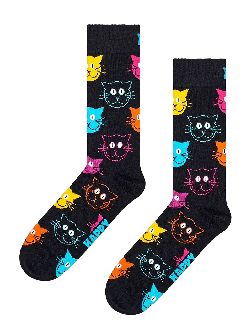 Happy Socks - Cat Sock - sokker - black - 1