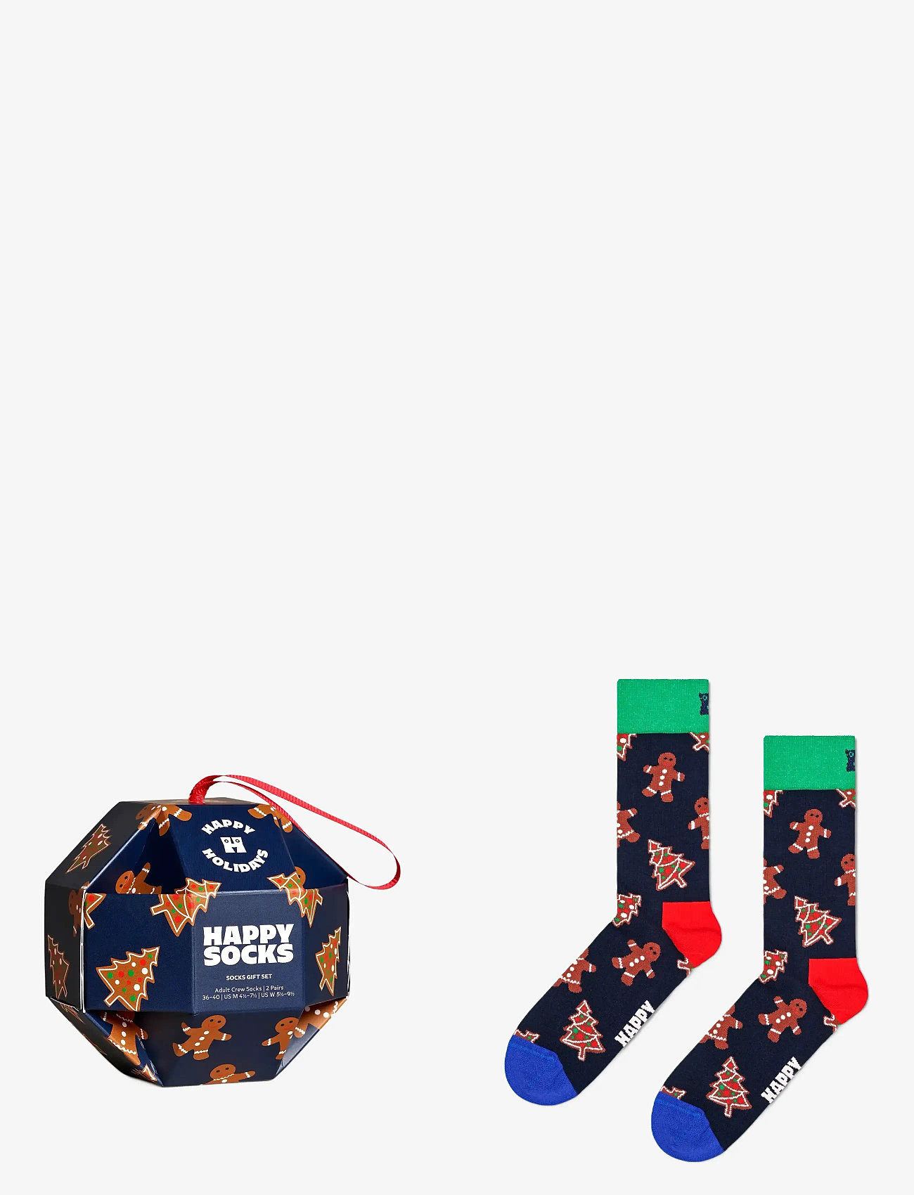 Happy Socks - 1-Pack Gingerbread Cookies Socks Gift Set - vanliga strumpor - navy - 0