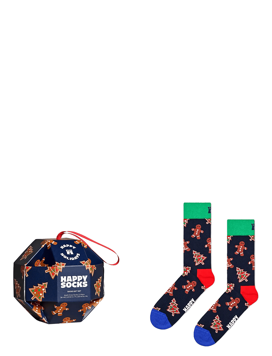 Happy Socks - 1-Pack Gingerbread Cookies Socks Gift Set - vanliga strumpor - navy - 0