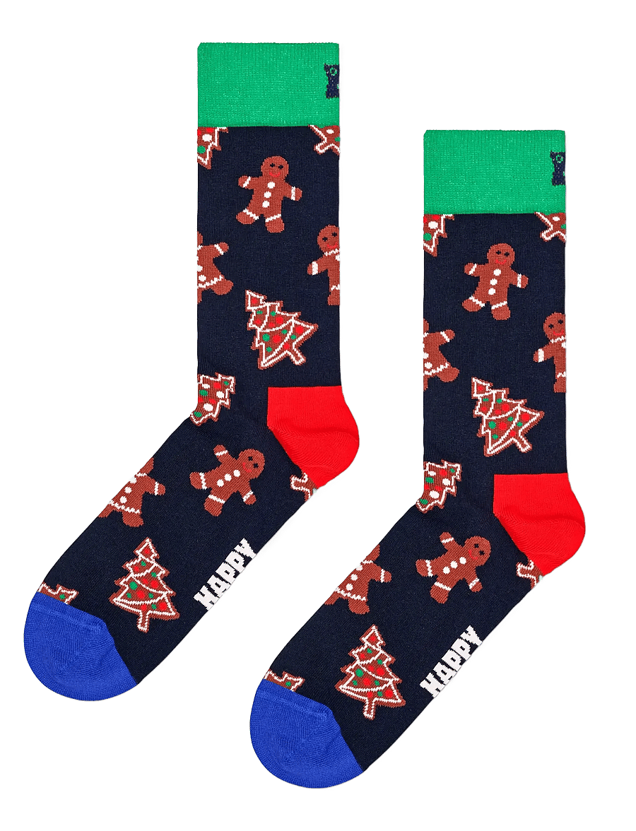 Happy Socks - 1-Pack Gingerbread Cookies Socks Gift Set - vanliga strumpor - navy - 1