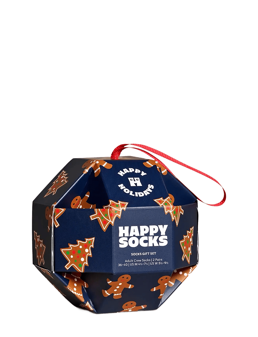 Happy Socks - 1-Pack Gingerbread Cookies Socks Gift Set - vanliga strumpor - navy - 3