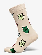 Victory Sign Sock - BEIGE