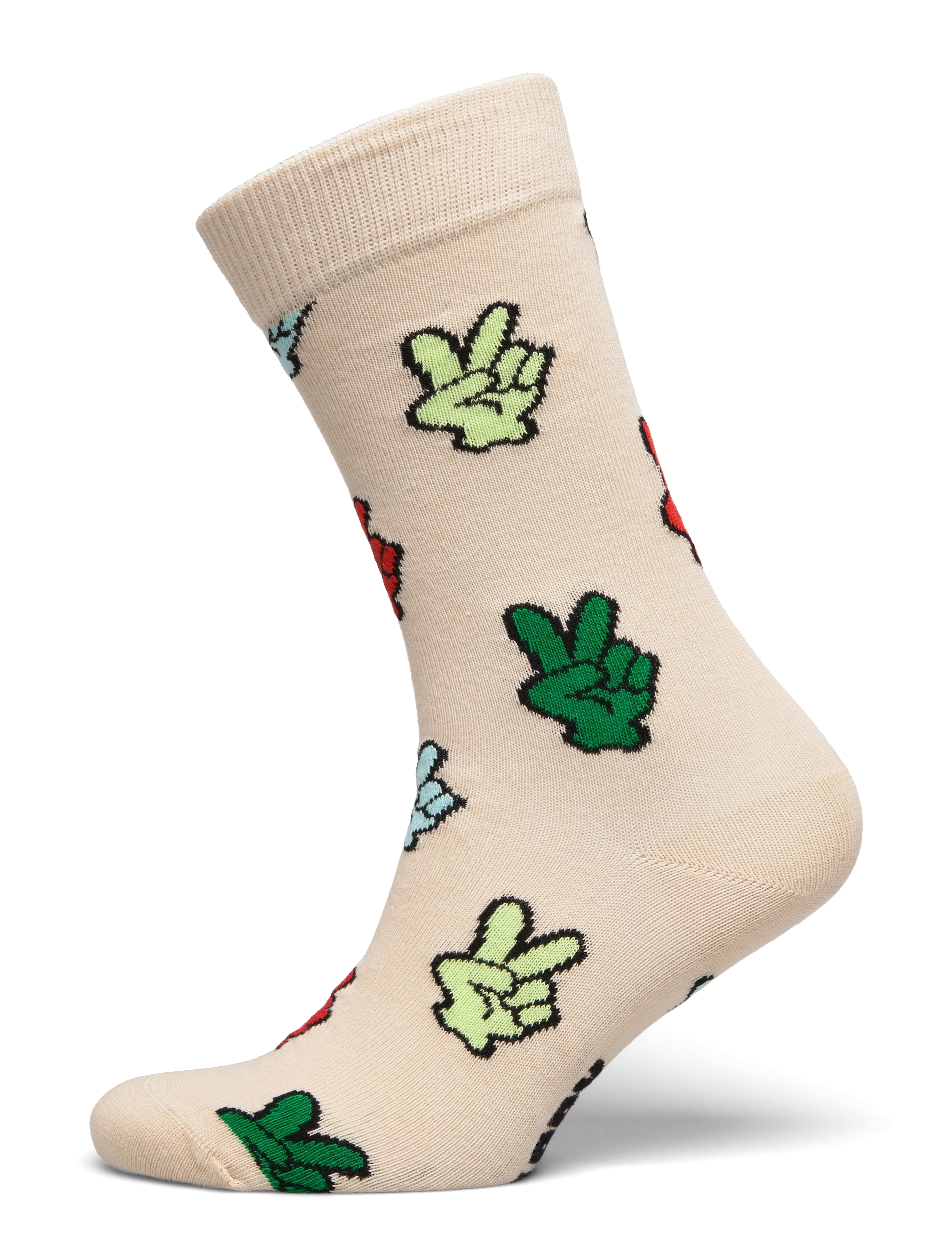 Victory Sign Sock - BEIGE