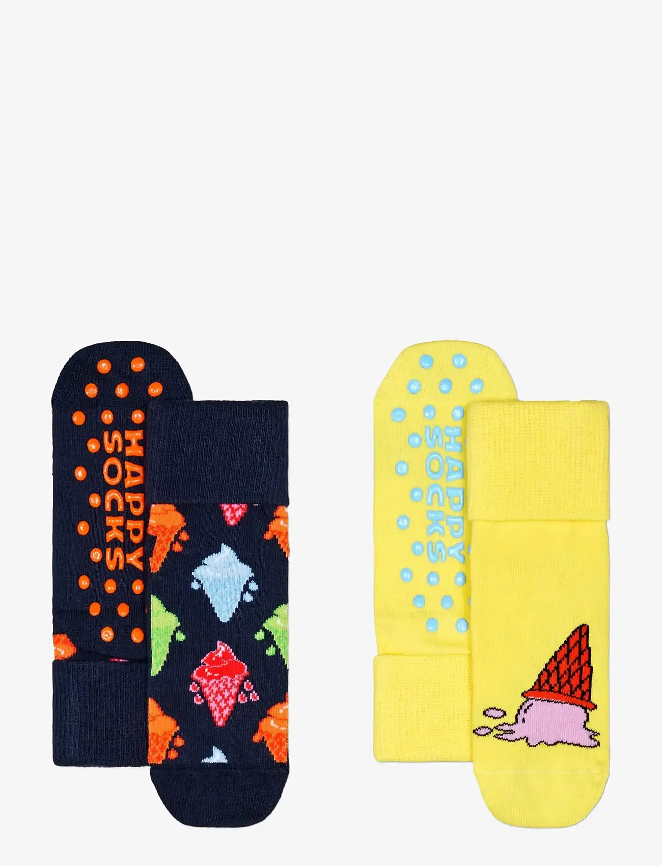 Happy Socks - Kids 2-Pack Ice Cream Anti-Slip Socks - vauvan sukat - yellow - 0