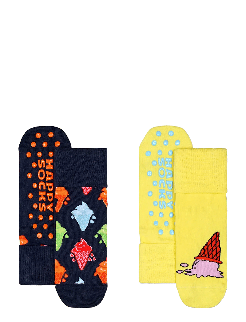 Happy Socks - Kids 2-Pack Ice Cream Anti-Slip Socks - vauvan sukat - yellow - 0