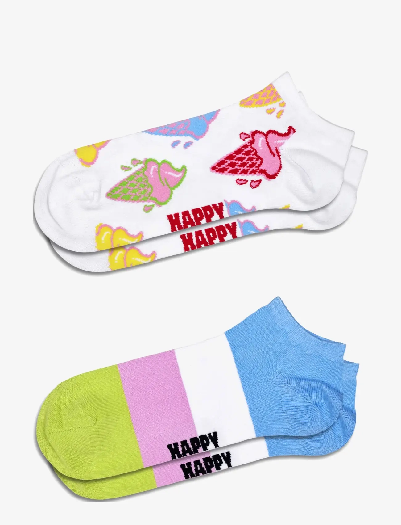 Happy Socks - 2-Pack Ice Cream & Stripe Low Socks - laveste priser - white - 1
