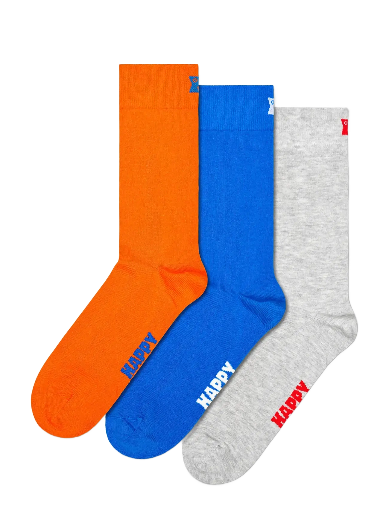 Happy Socks 3-Pack Solid Socks, Mænd, 3-Pak Ensfarvede Sokker, Multi/mønstret, Str: 41-46