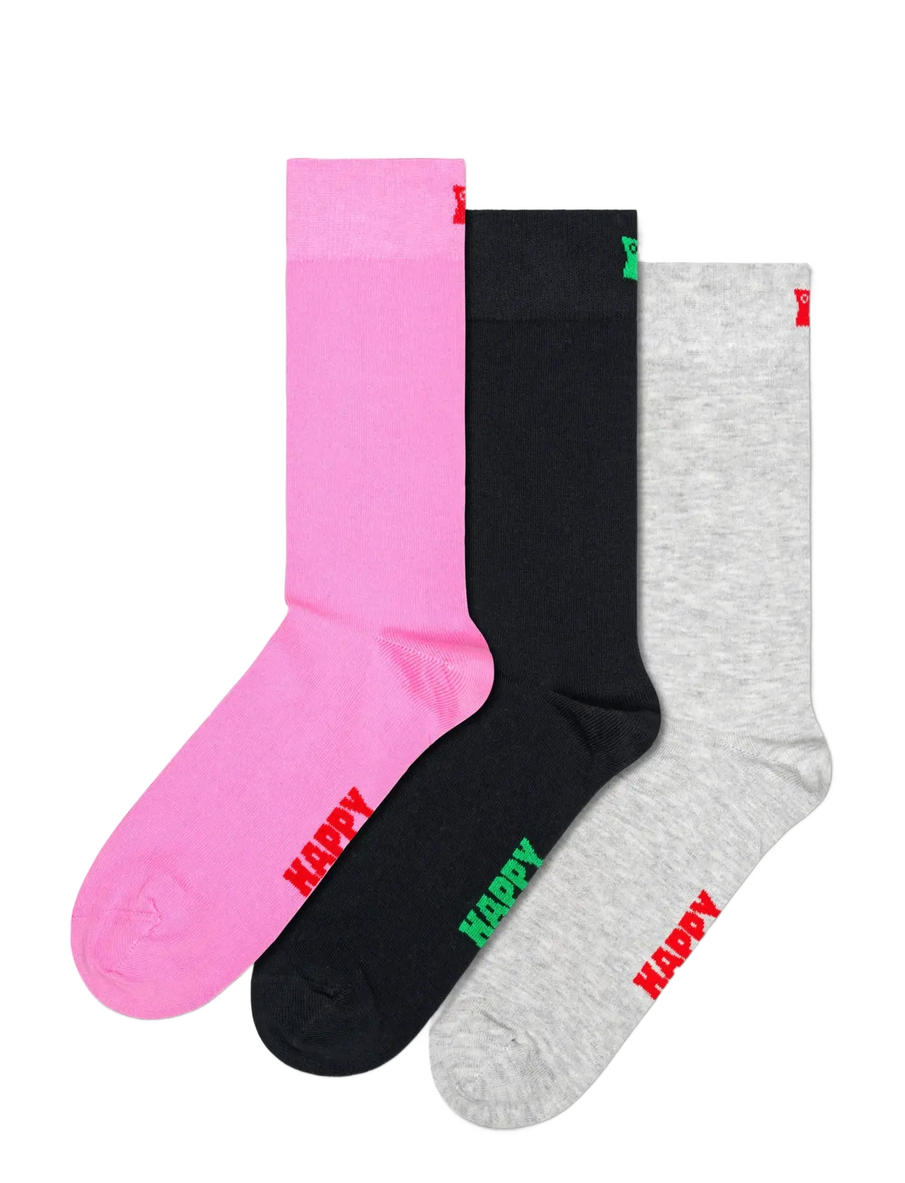 Happy Socks 3-Pack Solid Socks, Mænd, 3-Pak Ensfarvede Sokker, Multi/mønstret, Str: 36-40