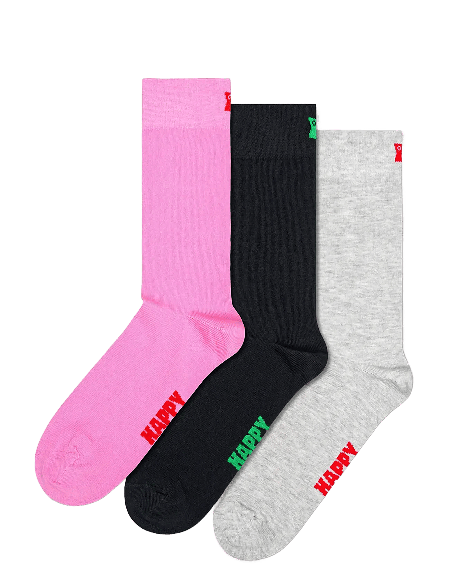 Happy Socks - 3-Pack Solid Socks - tennissocken - grey - 0