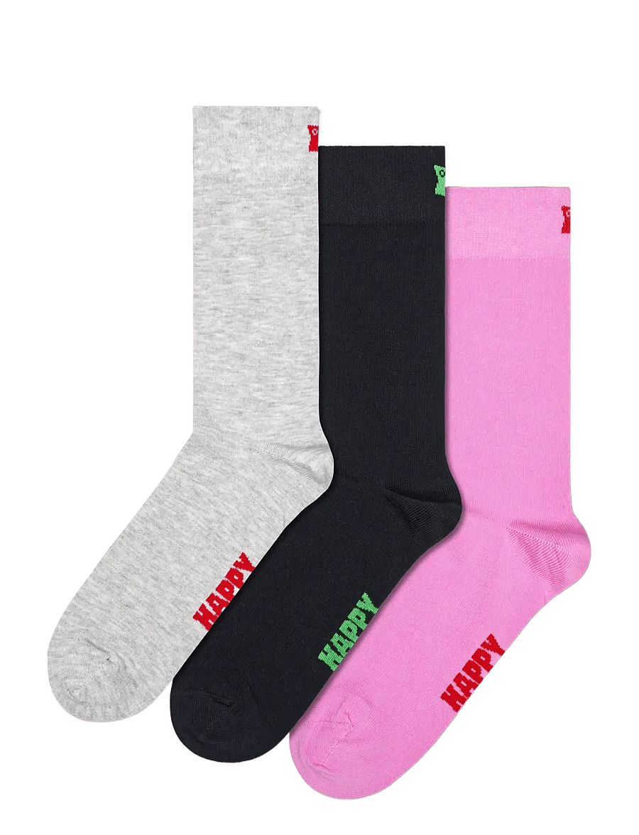 Happy Socks - 3-Pack Solid Socks - tennissocken - grey - 4