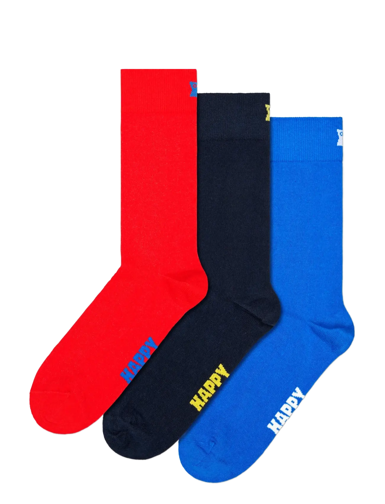 Happy Socks 3-Pack Solid Socks, Mænd, 3-Pak Ensfarvede Sokker, Multi/mønstret, Str: 36-40