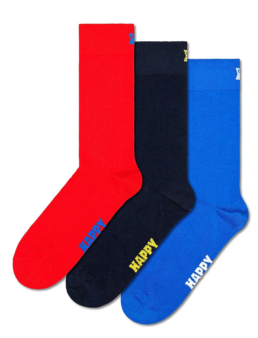 Happy Socks - 3-Pack Solid Socks - klassikalised sokid - blue - 4