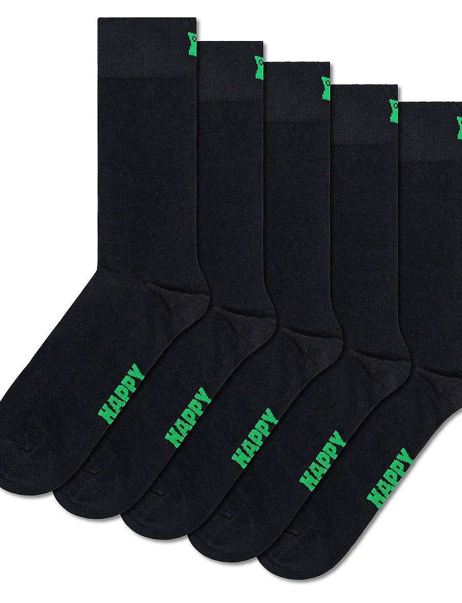 Happy Socks - 5-Pack Solid Socks - crew-socken - black - 1