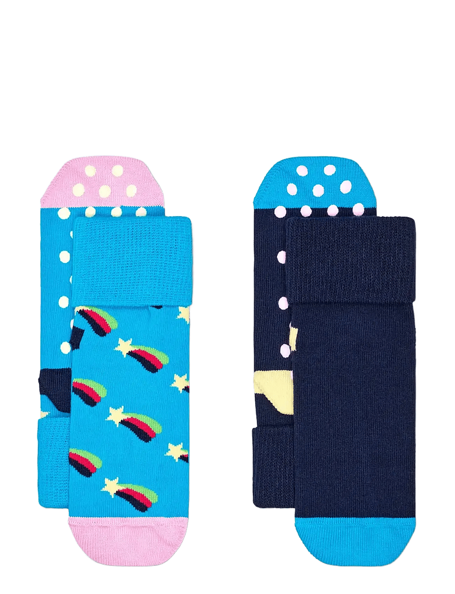 Happy Socks - Kids 2-Pack Shooting Star Anti-Slip Socks - halksockor - turquoise - 0