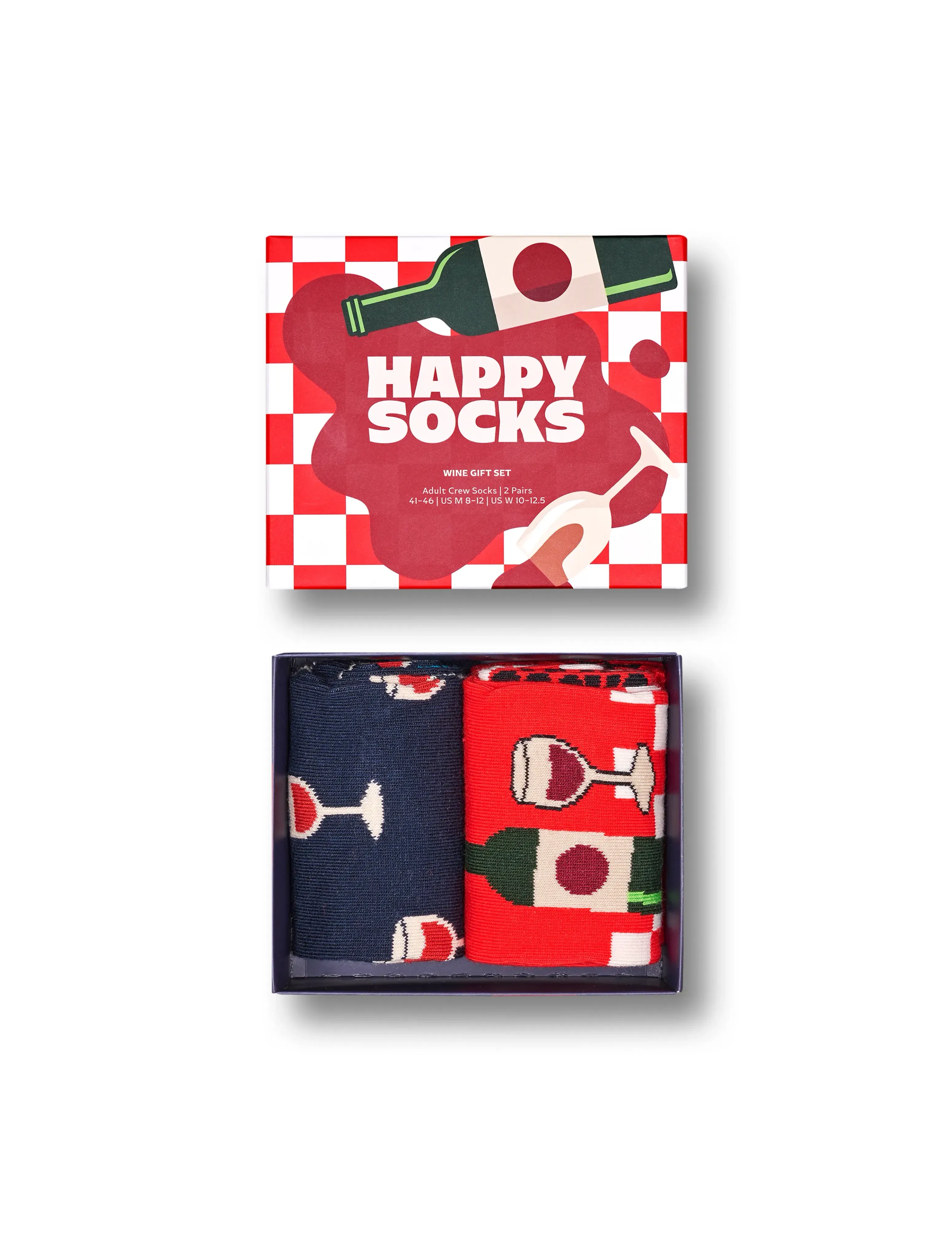 Happy Socks 2-Pack Wine Socks Gift Set, 41-46, Red, Sokker > Almindelige Sokker, Dame