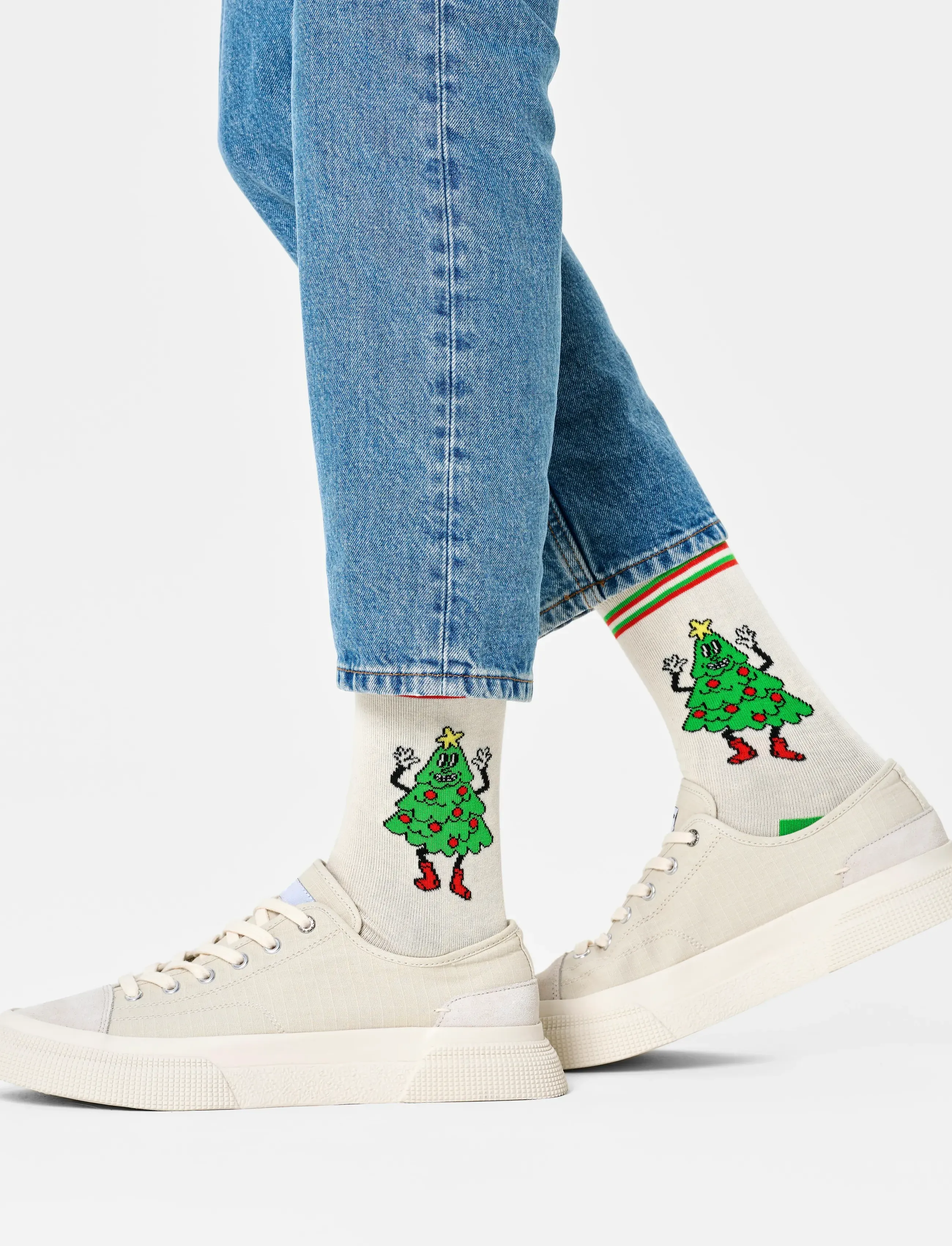 Happy Socks Tree Sock, 41-46, Socks, Weiß - Regular Männerswear
