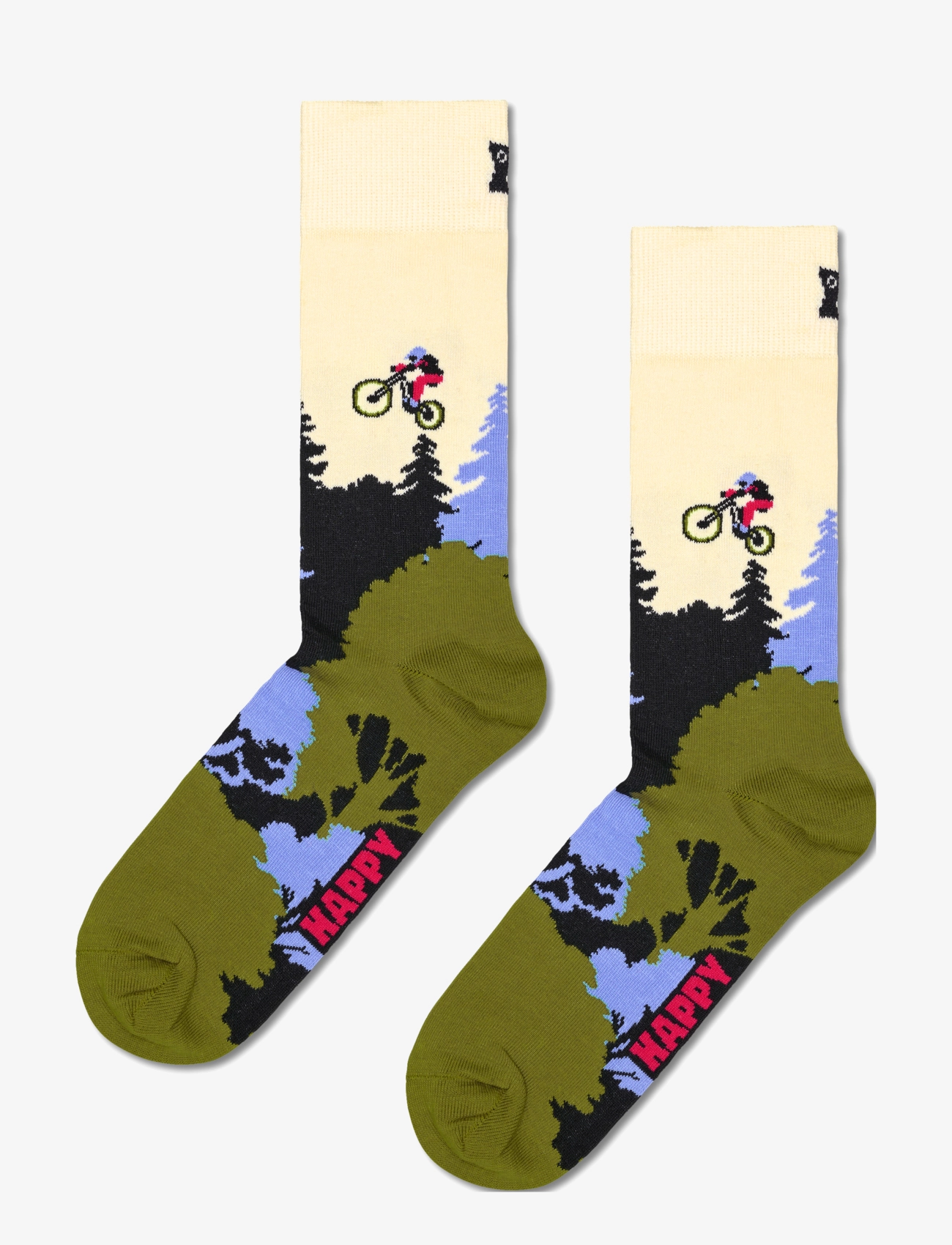 Happy Socks Mountain Bike Sock - Strømper - WHITE / green