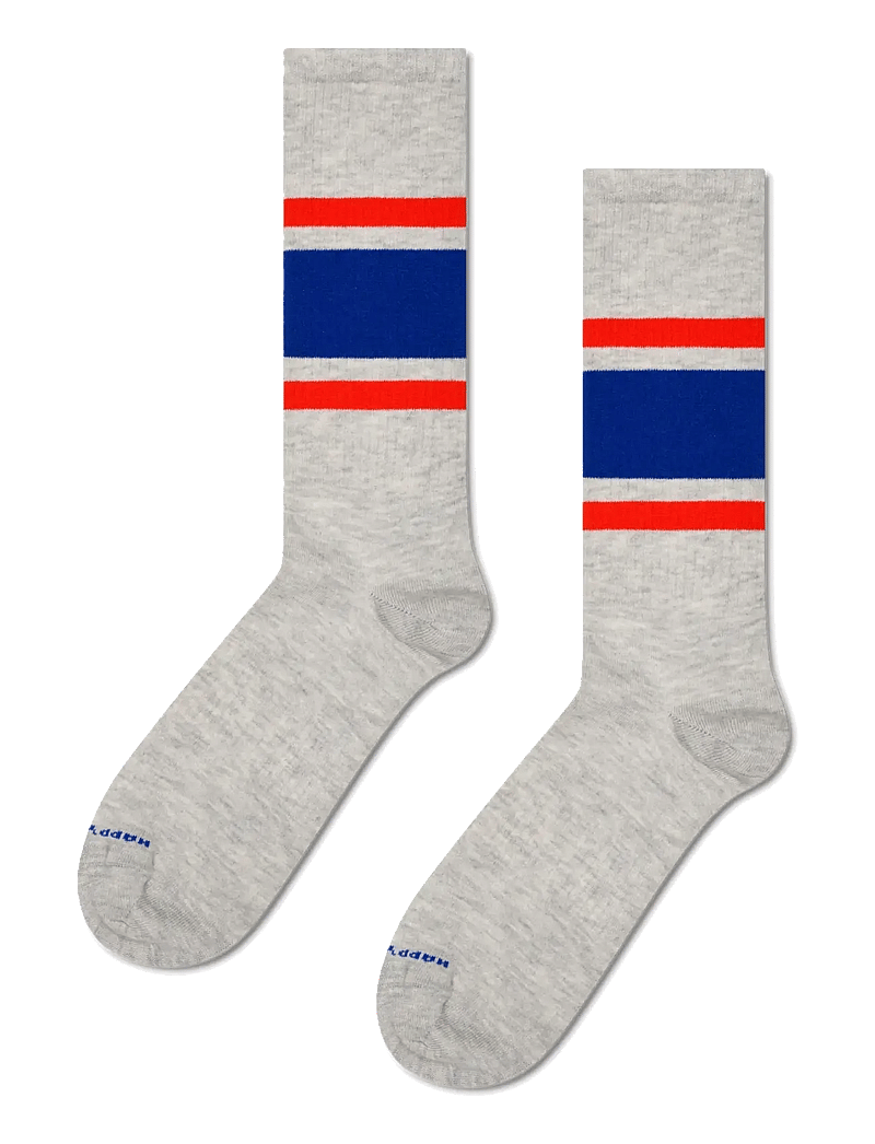 Happy Socks - Simple Stripe Sneaker Sock - klassikalised sokid - grey - 0