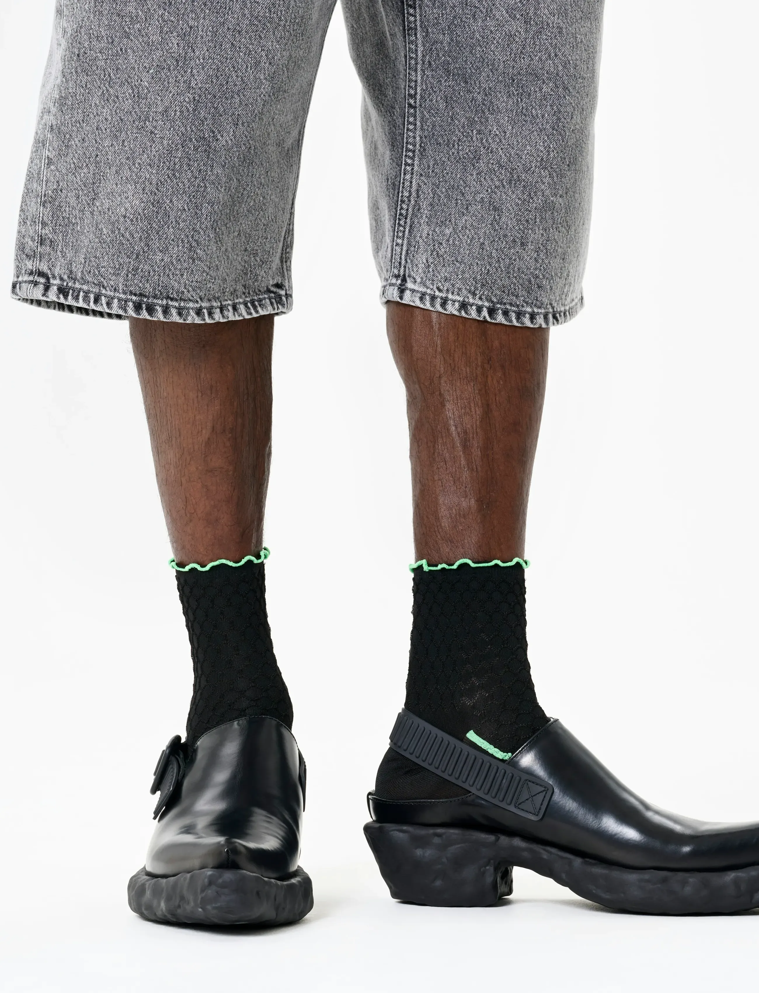 Happy Socks - Structure Slinky 1/4 Crew Sock - klasiskas zeķes - black - 2
