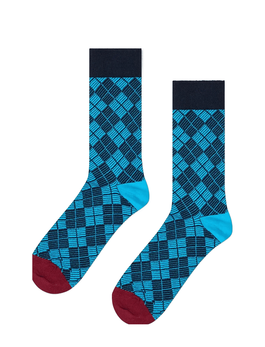 Happy Socks - Mini Argyle Jaquard Sock - chaussettes crew - navy - 1