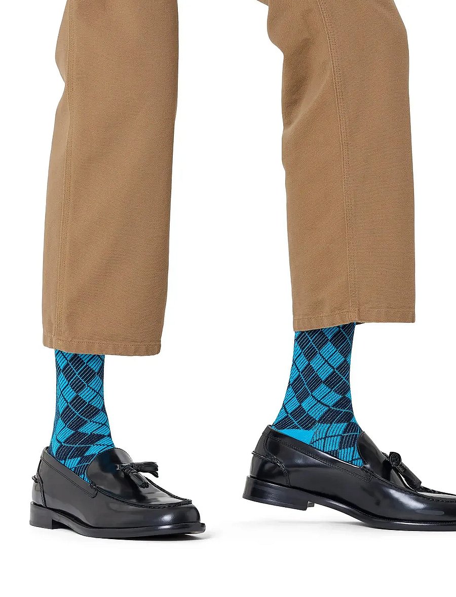 Happy Socks - Mini Argyle Jaquard Sock - chaussettes crew - navy - 0