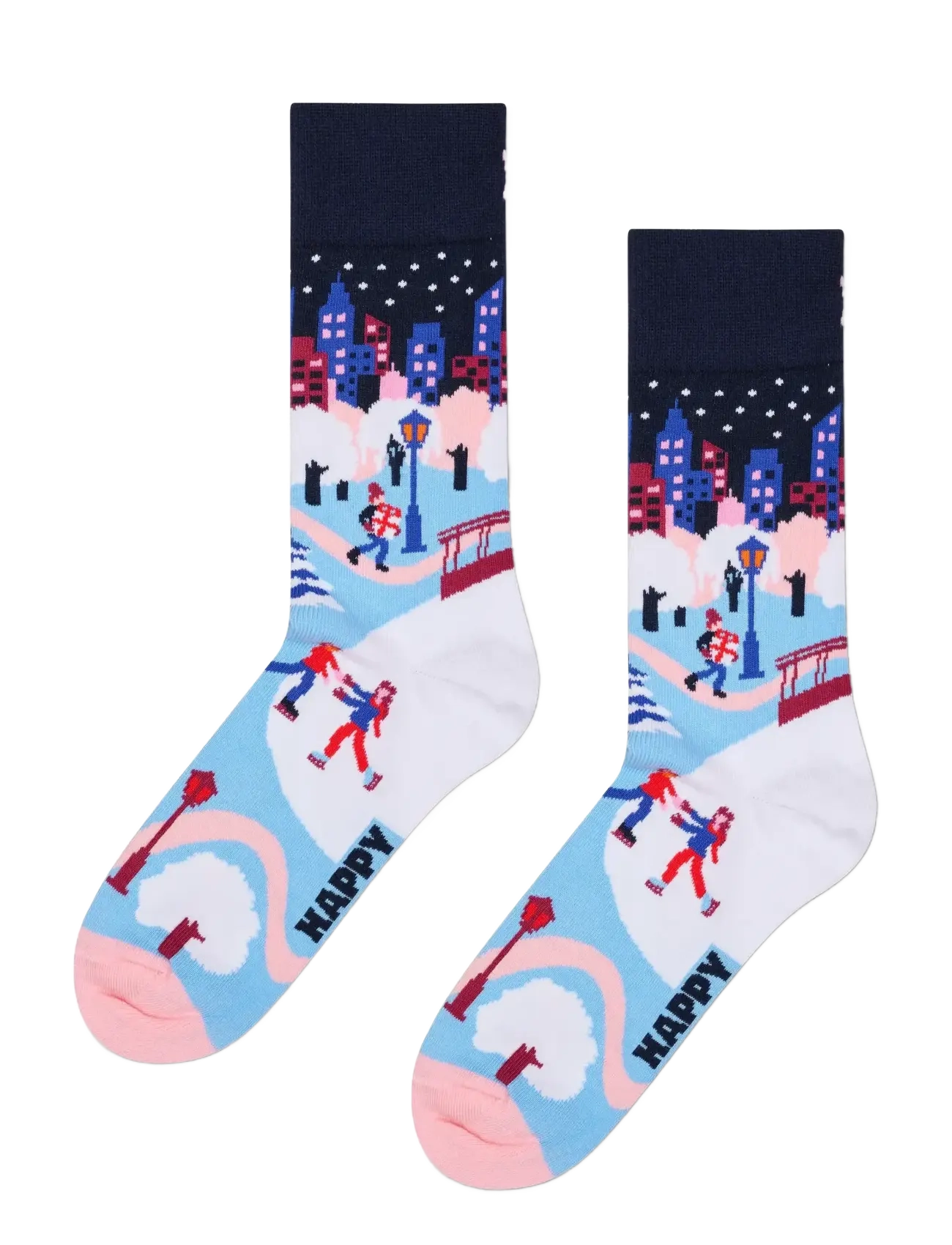 Happy Socks Ice Skating In The City Sock - Socks - LIGHT BLUE / blue