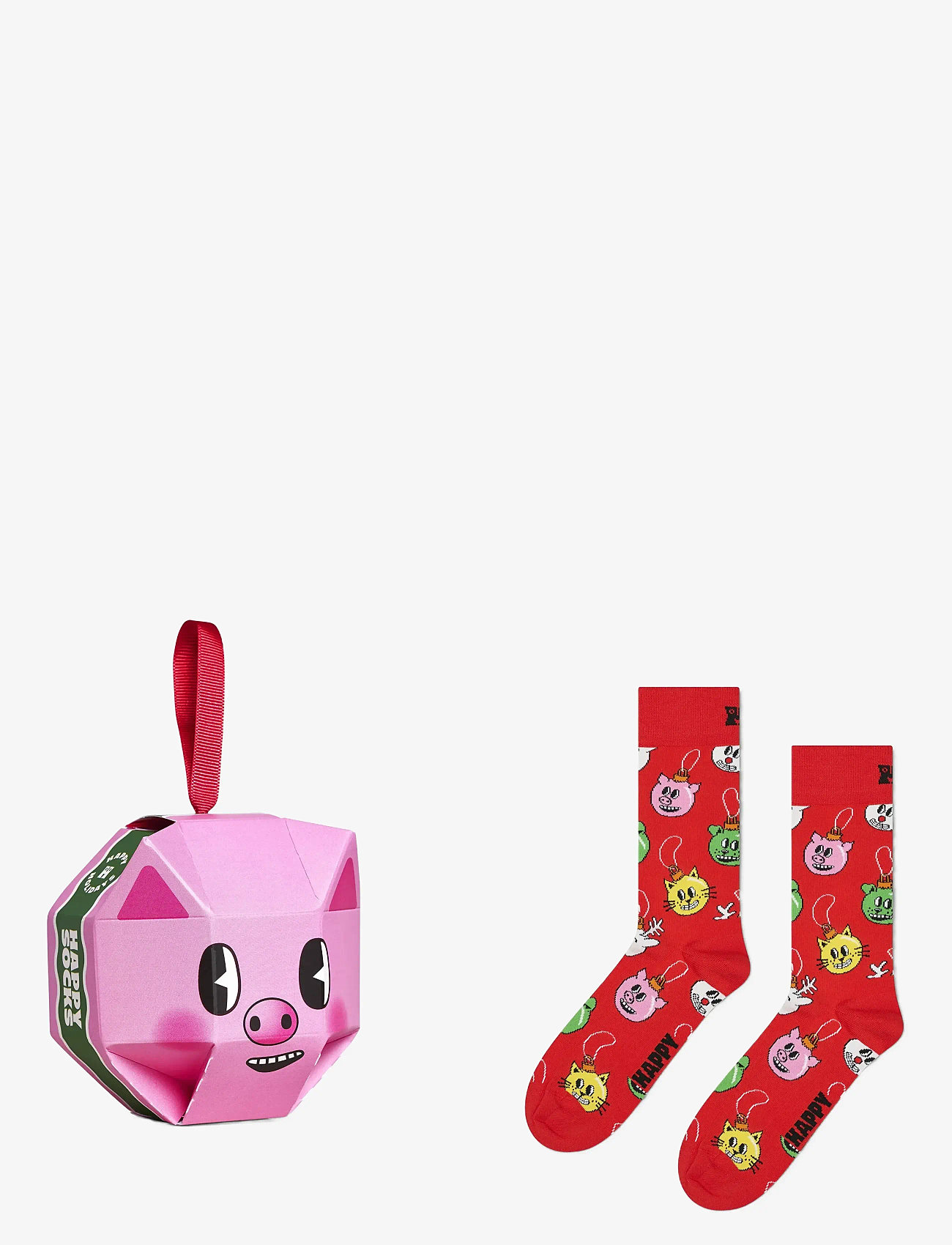 Happy Socks - 1-Pack Holiday Pig Sock Gift Set - crew socks - pink - 0