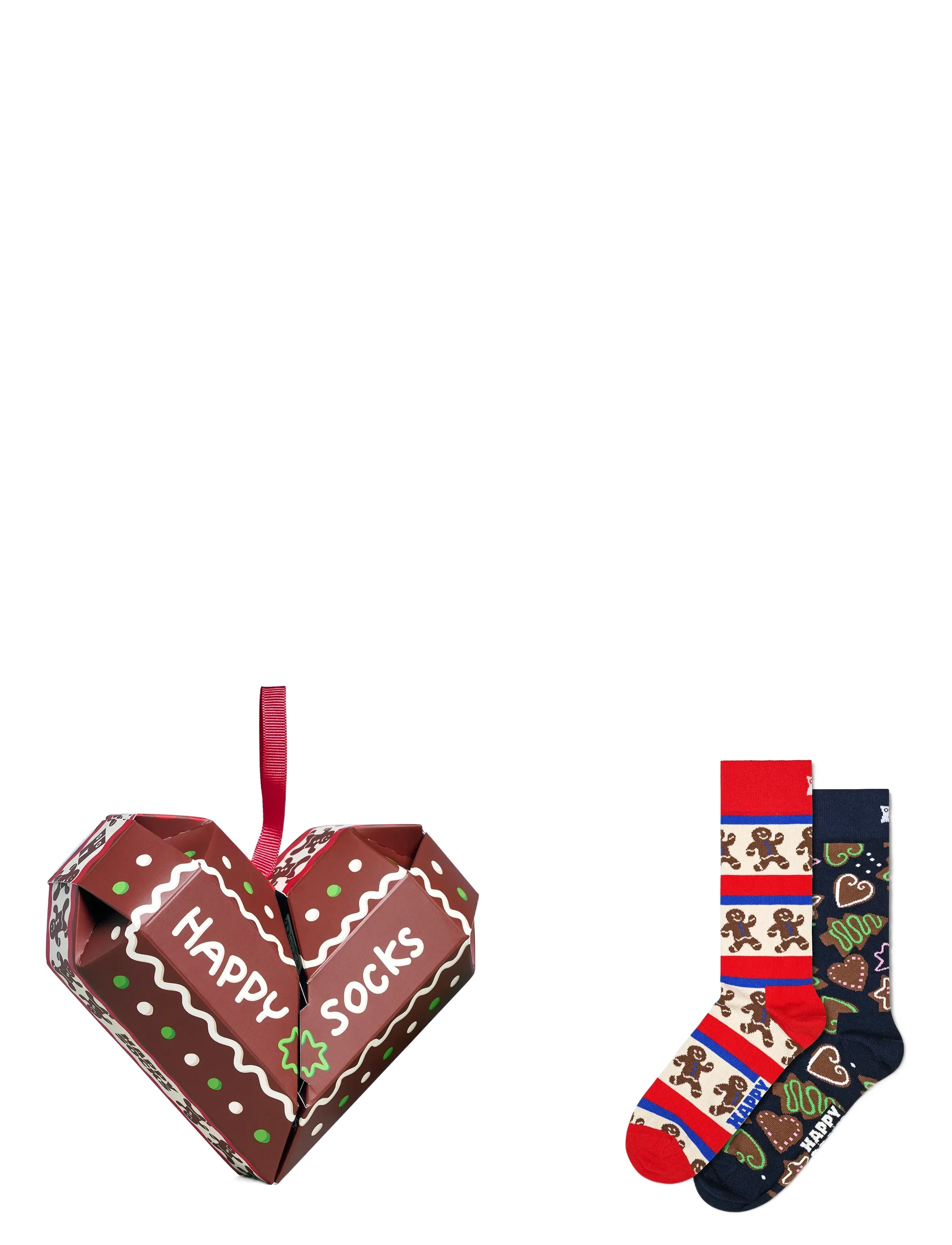 Happy Socks 2-Pack Gingerbread Heart Socks Gift Set - Apakšveļas dāvanu komplekti - BROWN / brown