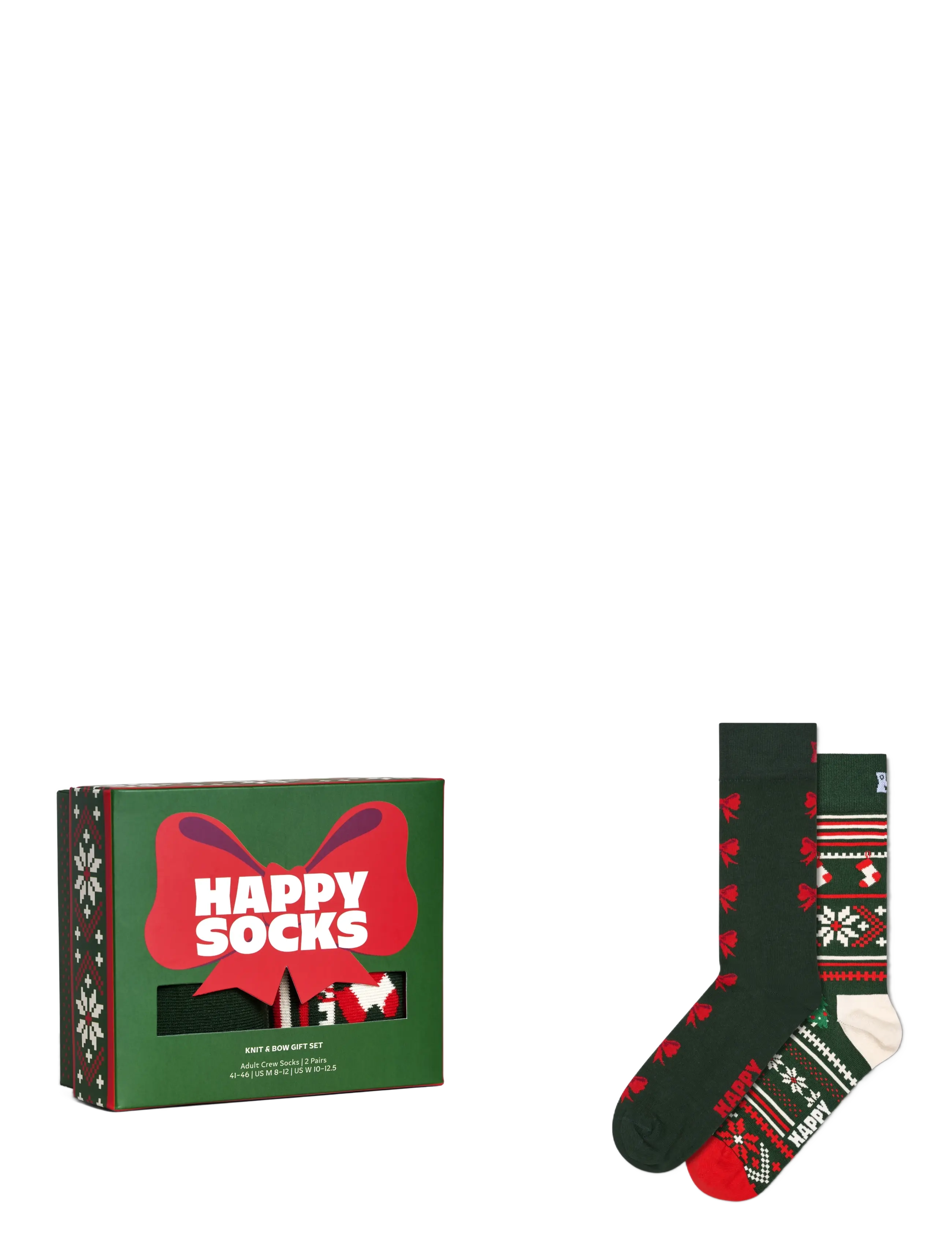 Happy Socks 2-Pack Knit And Bow Socks Gift Set - Sokid - DARK GREEN / green