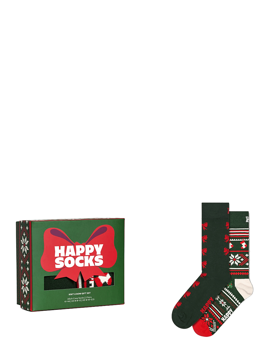 Happy Socks - 2-Pack Knit And Bow Socks Gift Set - vanliga strumpor - dark green - 0